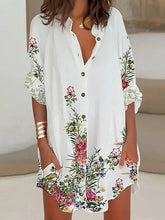 Cárdigan de manga larga estampado, camisa holgada de un solo pecho